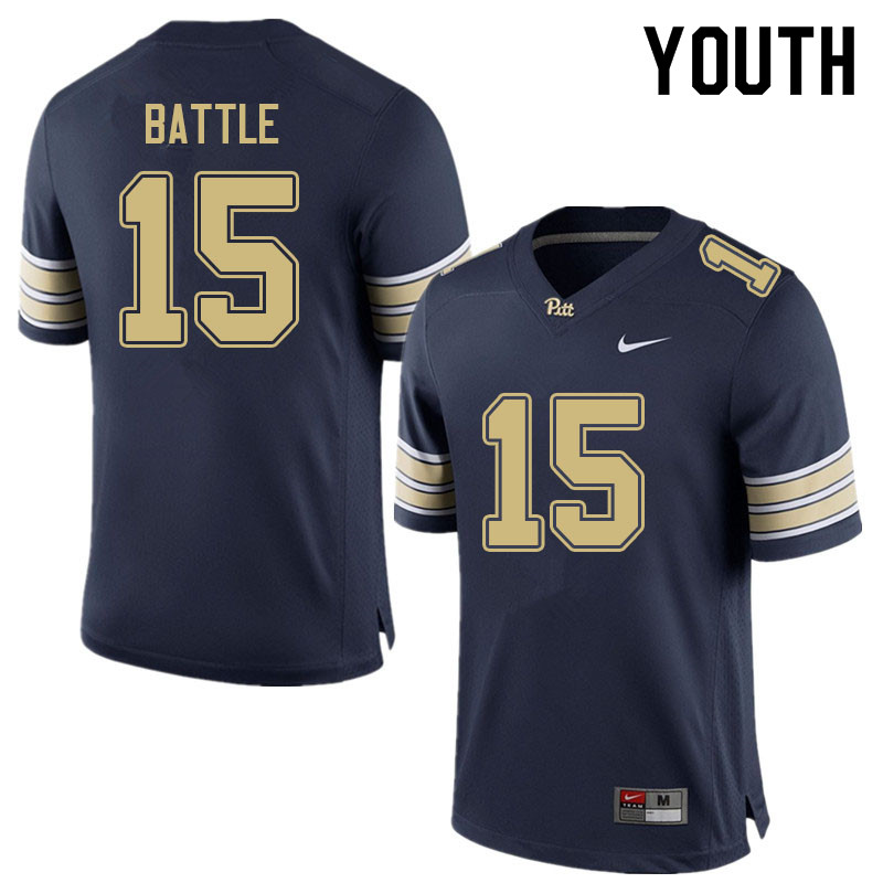 Youth #15 Rashad Battle Pitt Panthers College Football Jerseys Sale-Navy